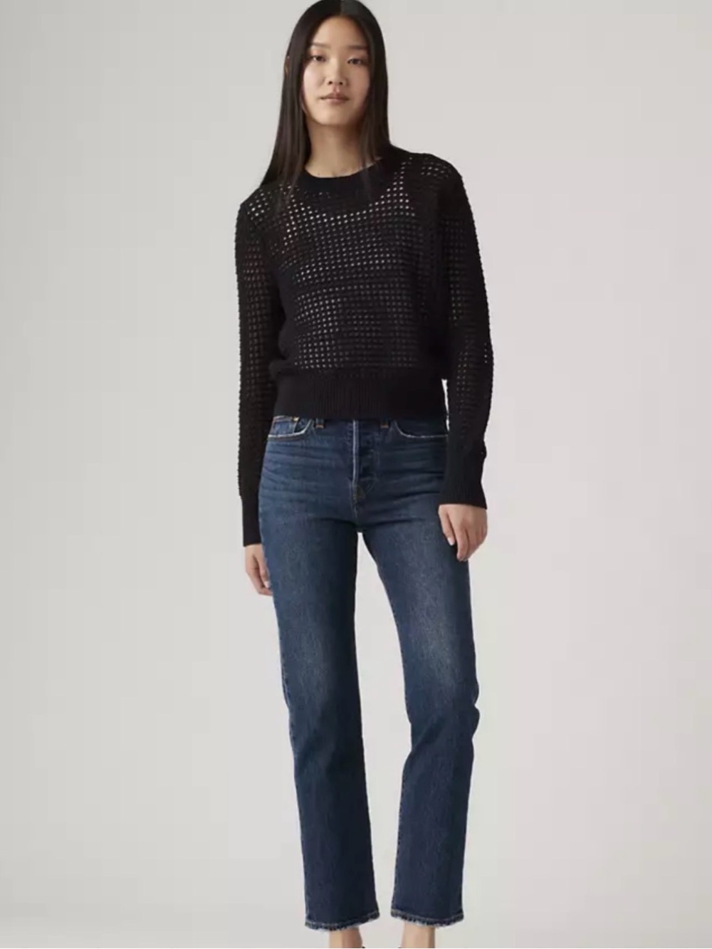 Levi's Dark Blue Wedgie Cropped High-Rise Jeans